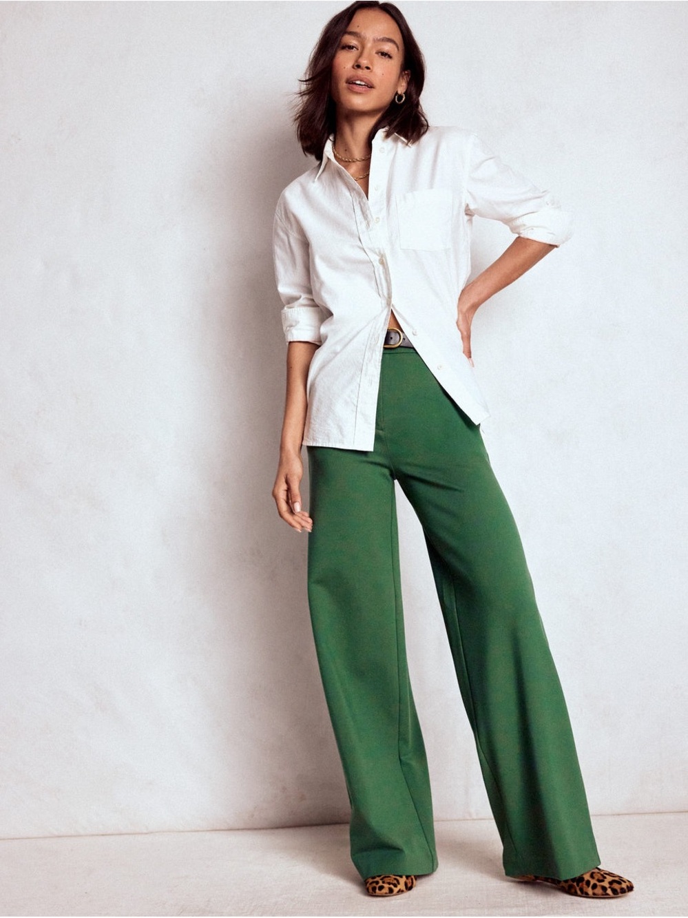 NWT BODEN Wide-Leg Belgravia Ponte Pants Hunter Green Size 22